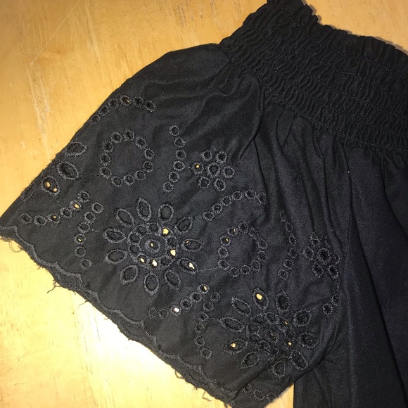 Old Navy Black Off the Shoulder Embroidered Top - Picture 5 of 5